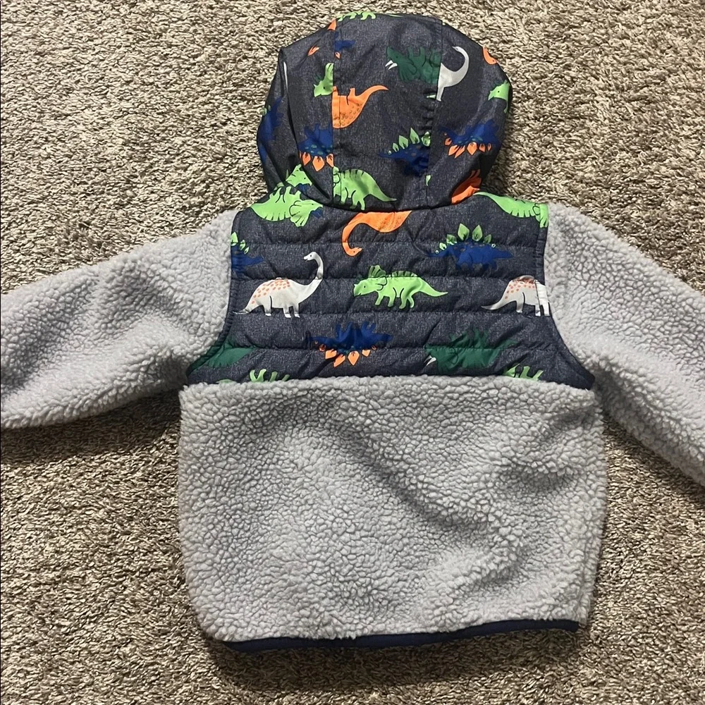 1 Madison Toddler Boys Fleece Dino Pullover Jacket with‎ Hood NWOT 18M